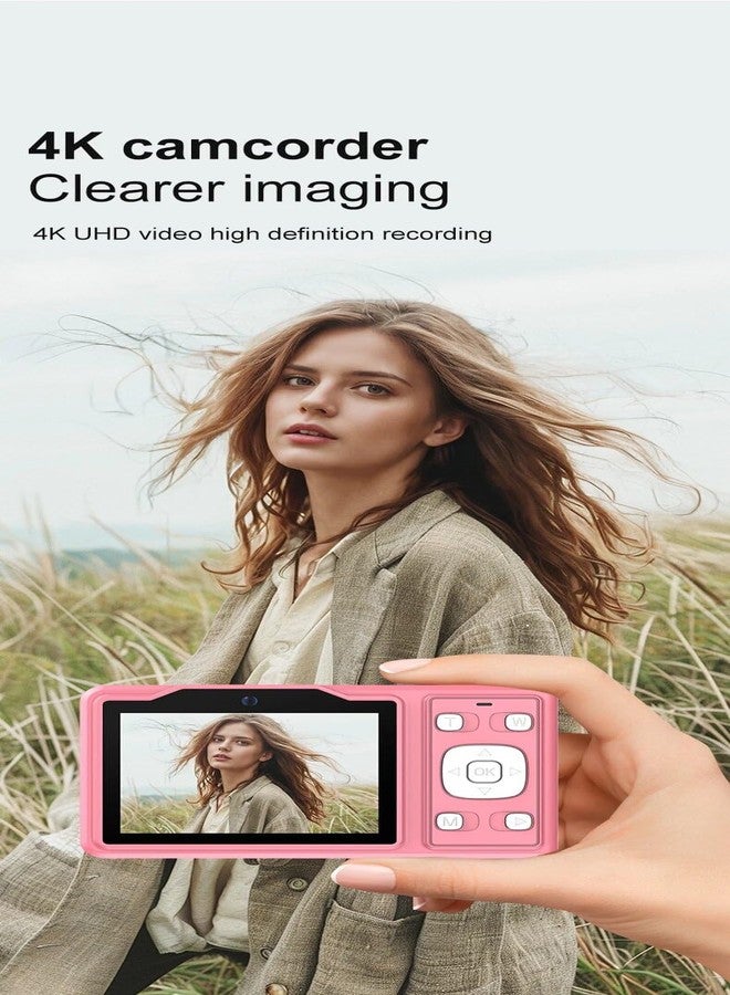 Dkian Kids Digital Camera 1080p Lanyard Anti Shake 64Mp Compact Portable Small Point and Shoot Digital Camera for Childrens Light Pink - Image 5